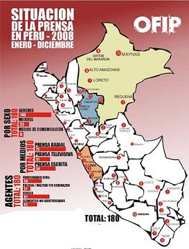 Lage der Pressefreiheit in Peru. Quelle: peruanischer Journalistenverband ANP