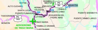 PE 5N zwischen Tingo María und Aguaytía. Karte: MTC.